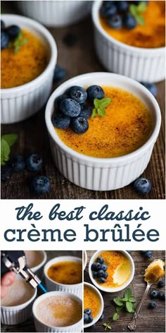 the best classic creme brulee recipe with fresh blueberries and mint leaves