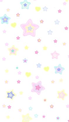 colorful stars on a white background with pastel colors and pink, yellow, blue, and green