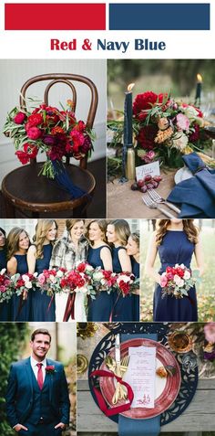 red and navy blue wedding color scheme