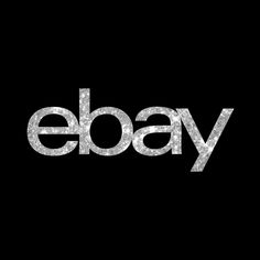 the ebay logo is shown in white glitter on a black background with silver letters