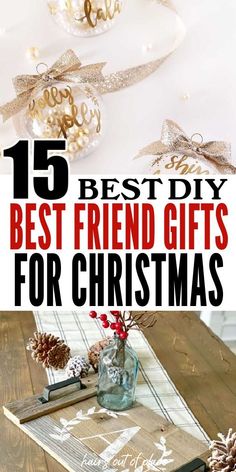 the best friend gifts for christmas are on display in this collage with text overlay