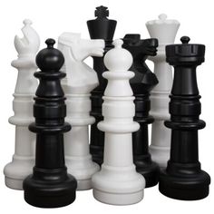 black and white chess pieces on a white background