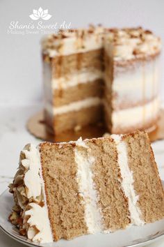 a slice of spiced sponge cake on a plate