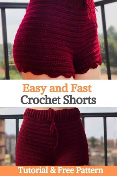 crochet shorts with text overlay that reads easy and fast crochet shorts