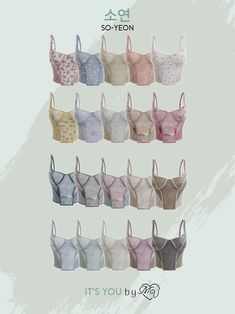 the bras are all different colors and sizes