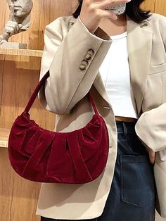 Minimalist Shoulder Ruched Bag  - Women Shoulder Bags Chic Solid Color Bags For Fall, Casual Party Bags For Fall, Ruched Bag, Ss 2024, Plain Style, Bag Women, Olivia Mark, For Love, Shoulder Bag Women