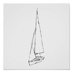 a black and white drawing of a sailboat