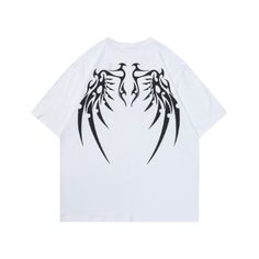 Get ready to turn heads with the edgy and unique Urban Skeleton Wing Graphic T-shirt. This bold and stylish t-shirt features a striking graphic print of skeleton wings on the back, adding a touch of rebellious attitude to any outfit. Features: -100% Cotton -Crew neckline -Bold wing graphic -Super soft fabric -Regular fit -Street/casual style Free Scarf, Chic Summer Outfits, Y2k Baby Tee, Clothing Essentials, Retro Prints, Unique Outfits, Grunge Fashion, Printed Tees, Cute Tops