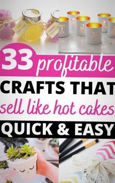 three pictures with the words, 3 propotable crafts that sell like hot cakes quick and easy