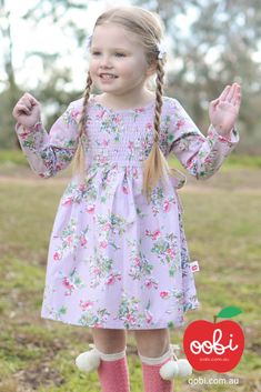 Paige Lilac Painted Floral Dress | Purple Girls Clothes | Oobi Girls Kid Fashion Lilac Paint, Lilac Painting, Pinafore Dress, Dress Purple