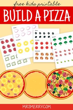 the printable pizza worksheet for kids to learn how to build a pizza