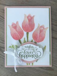 a card with pink flowers on it that says wishes for a little of love and happiness