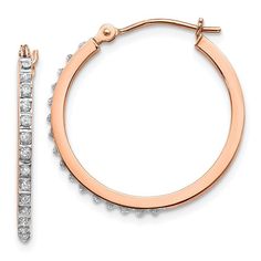 Diamond Fascination 14k Rose Gold Diamond Fascination Round Hinged Hoop Earrings Rose Gold Hoop Earrings, Women Diamond, Rose Earrings, Rose Gold Diamonds, Fine Jewellery Earrings, Jewelry Lover, Fascinator, Pink And Gold, Round Diamonds