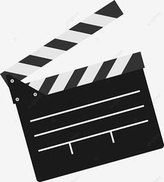 a black and white movie clapper on a white background