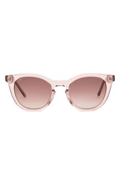 An angular silhouette defines gradient sunglasses made with plant-based material and eco-friendly packaging. 50mm lens width; 20mm bridge width; 145mm temple length 100% UV protection CR-39 lenses Plant based acetate Imported Everyday Cat Eye Sunglasses With Gradient Lenses, Pink Tinted Everyday Sunglasses, Now Or Never, Gradient Sunglasses, Eyewear Sunglasses, Uv Protection, Sunglasses Accessories, Nordstrom Rack, Plant Based