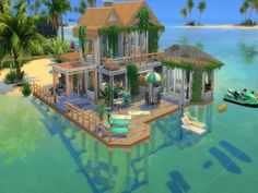 Sims 4 Island Living House, Minecraft Water House, Sims 4 Beach House, The Sims 4 Lots, Die Sims 4, Sims 4 Speed Build, Sims 4 Family, Sims Free Play