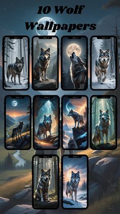 the wolf wallpapers are all different colors