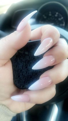 Gel Nails Pointy Almond, French Ombre Nails Stilettos, French Stilleto Nails Long, Ombre Pointy Nails, Stilleto Ombre Nails, Small Stilleto Nails, Ombre Stilleto Nails, Stiletto Ombre Nails, Aw Nails