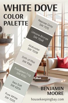 White Dove Color Palette: Timeless Neutrals for a Cozy Home White Dove Color Palette, Dove Color Palette, Alabaster Color Palette, California Ranch Style Homes, Benjamin Moore Cloud White, Evergreen Fog, Urbane Bronze, Alabaster Color