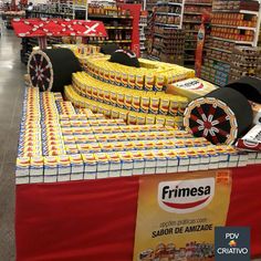 a display in a grocery store filled with items