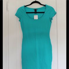 This Bright And Fitted Dress Is Perfect On Its Own Or As A Layer Under Something Else! This Dress Is Brand New, Never Worn With Tags! It Is A Great Length And Very Flattering! Blue Scoop Neck Dress For Spring, Blue Scoop Neck Dresses For Spring, Spring Blue Dresses With Scoop Neck, Fitted Green Dress With Scoop Neck, Fitted Blue H&m Dress, H&m Blue Mini Length Dresses, H&m Blue Mini Dress, Casual Fitted Dress By H&m, H&m Fitted Casual Dress