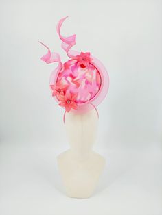 Hat Haven Millinery - Custom Kentucky Derby Hats & Fascinators in Louisville, Kentucky Handmade Pink Mini Hat For Party, Whimsical Pink Headpiece With Handmade Flowers, Pink Pinched Crown Headpiece For Races, Pink Pinched Crown Fascinator For Formal Occasions, Pink Formal Fascinator With Pinched Crown, Pink Pinched Crown Hat For Formal Occasions, Pink Headpieces With Handmade Flowers For Royal Ascot, Pink Fascinator For Races With Pinched Crown, Pink Handmade Flower Headpieces For Royal Ascot