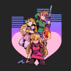 the legend of zelda and princess zelda are standing in front of a heart