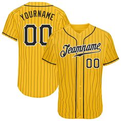 a baseball jersey that is yellow and black with the number 00 on it's chest