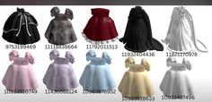 the dresses are all different colors and sizes