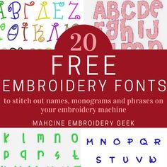 20 free embroidery font styles to stitch out names, monograms and phrases on your embroidery machine