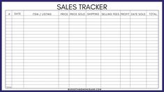 sales tracker is shown in blue and white