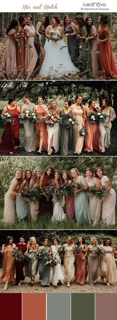 several different color palettes for the bridesmaid