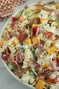 this bacon ranch pasta salad is perfect for summer bbqs