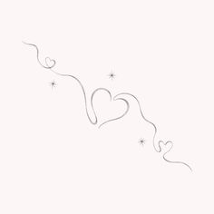 a line drawing of two hearts flying in the sky