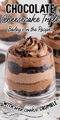 chocolate cheesecake trifle baby in the recipe with freebie's baking daily