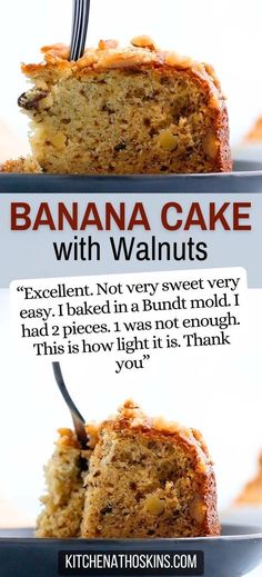 banana cake with walnuts on top is shown in this ad for the kitchen athoskins com