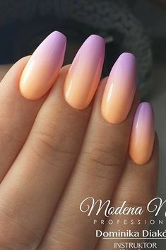 Unghie Sfumate, Airbrush Nails, Ombre Acrylic Nails, Gel Nails Diy, Gradient Nails, Orange Nails, Dream Nails, Pretty Acrylic Nails, Types Of Nails