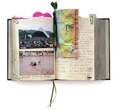 an open book with pictures and writing on it