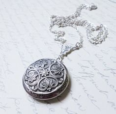 Renaissance Style Silver Locket---Christmas gift,Mother's Day gift Silver Victoriana Romantic Locket Affordable Antique Silver Necklace, Antique Silver Jewelry With Antique Finish Gift, Antique Silver Jewelry With Antique Finish As Gift, Antique Silver Pendant Locket Necklace Gift, Antique Silver Pendant Locket Necklace As A Gift, Antique Silver Pendant Locket Necklace For Gift, Elegant Antique Silver Locket Necklace, Ornate Engraved Locket Necklace For Anniversary, Heirloom Locket Necklace With Intricate Design As Gift