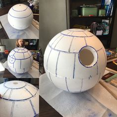 there is a large white ball that has been made into a star wars droid