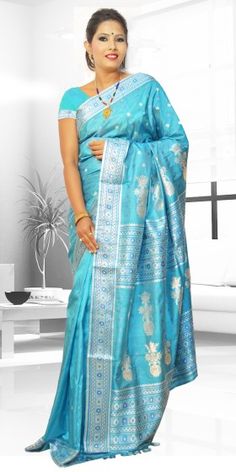 Beautiful Blue colour Assam Silk Pat saree with artistic Suta Work giving a gorgeous look to the saree. This collection is perfect for any festive occasion. The Saree comes with matching blouse piece, the blouse shown in the image is just for display purpose.Slight colour variation may be there in display & actual. Classic Wear, Desi Clothes, Designer Blouse, Indian Clothes, Blue Colour