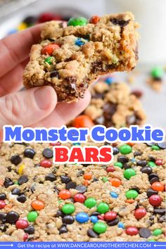 Satisfy your sweet tooth with these irresistible Monster Cookie Bars! Packed with chocolate chips, oats, and peanut butter goodness, these bars are perfect for any occasion. Monster Cookie Bars Recipe, Easy Halloween Cookies Recipes, Easter Sweet Treats, Oatmeal Crumble, Bars Dessert, Cookie Bars Easy, Monster Cookie Bars, Peanut Butter Oatmeal Bars, Halloween Cookie Recipes