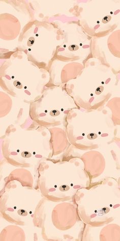 a bunch of teddy bears that are in the shape of a wallpaper or fabric