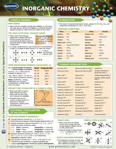 the information sheet for organic chemistry