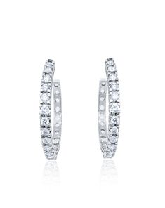 14k White Gold Hoop Diamond Earring White Gold: 7.51g Diamond: 1.31c Color Stones Jewelry, Gold Huggie Hoop Earrings, Gold Diamond Hoop Earrings, White Gold Hoops, Emerald Bracelet, Diamond Earring, Emerald Necklace, Wedding Jewelry Earrings, Diamonds And Gold