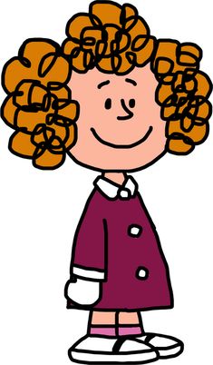 a cartoon girl with curly red hair