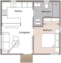 400 sq ft ADU Floor Plan 12x20 Floor Plans, One Bedroom Apartment Plans Layout, 12x24 Studio Floor Plans, 15 X 25 Floor Plan, 20x20 Tiny House Floor Plans, Adu Floor Plans 700 Sq Ft, Studio Guest House Floor Plans, 20 X20 Floor Plans, One Bedroom Adu Floor Plans