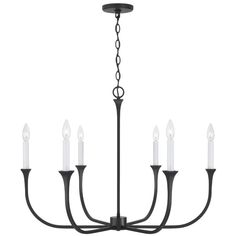 a black chandelier with five candles hanging from it