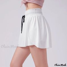 Olivia Mark - High-Waisted Loose Fitness Skirt with Quick-Dry, Anti-Chafing Shorts for Yoga, Exercise, and Running White High Waist Skort With Elastic Waistband, High Waist Elastic Skort, High Waist Skort With Elastic Waistband, Anti Chafing Shorts, Yoga Skirt, Anti Chafing, Hip Clothes, Sports Skirts, Black White Pink