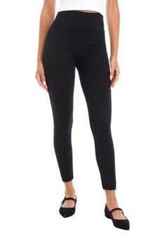 Lined with fleece for a cozy feel, these elastic waist leggings from Wonderly are a solid addition to your wardrobe. | Wonderly Women's Fleece Lined Leggings, Black, Medium Elastic Waist Leggings, Fleece Lined Leggings, Lined Leggings, Womens Fleece, Polyester Spandex, Elastic Waist, Spandex, Leggings, Elastic